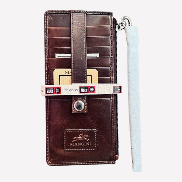 MANCINI Casablanca RFID Leather Wallet Wristlet New In Box - Picture 3 of 5